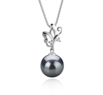 9-10mm AAA Quality Tahitian Cultured Pearl Pendant in Braith Black