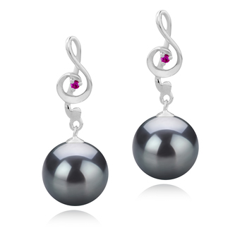 9-10mm AAA Quality Tahitian Cultured Pearl Earring Pair in Cheryl Black 9-10mm AAA Quality Tahitian Cultured Pearl Earring Pair in Cheryl Black