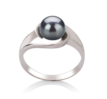 6-7mm AAA Quality Freshwater Cultured Pearl Ring in Clare Black 6-7mm AAA Quality Freshwater Cultured Pearl Ring in Clare Black
