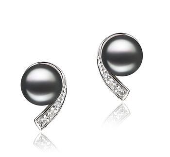 7-8mm AA Quality Freshwater Cultured Pearl Earring Pair in Claudia Black 7-8mm AA Quality Freshwater Cultured Pearl Earring Pair in Claudia Black