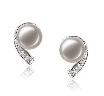 7-8mm AA Quality Freshwater Cultured Pearl Earring Pair in Claudia White 7-8mm AA Quality Freshwater Cultured Pearl Earring Pair in Claudia White