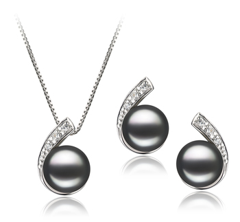 7-8mm AA Quality Freshwater Cultured Pearl Set in Claudia Black