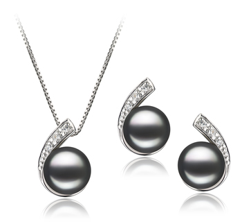 7-8mm AA Quality Freshwater Cultured Pearl Set in Claudia Black 7-8mm AA Quality Freshwater Cultured Pearl Set in Claudia Black