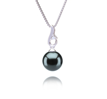 9-10mm AAA Quality Tahitian Cultured Pearl Pendant in Courtney Black