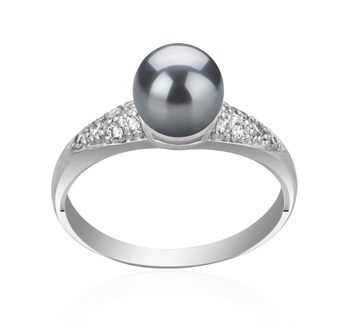 6-7mm AAAA Quality Freshwater Cultured Pearl Ring in Cristy Black 6-7mm AAAA Quality Freshwater Cultured Pearl Ring in Cristy Black