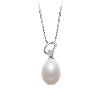 10-11mm AA - Drop Quality Freshwater Cultured Pearl Pendant in Denise White 10-11mm AA - Drop Quality Freshwater Cultured Pearl Pendant in Denise White