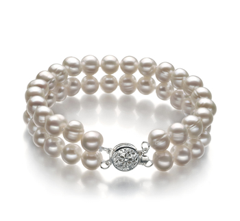 6-7mm A Quality Freshwater Cultured Pearl Bracelet in Eda White