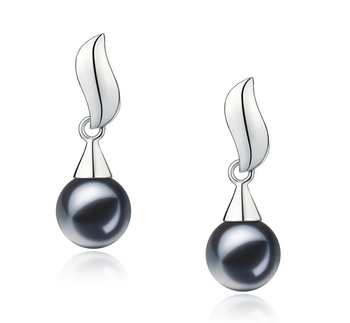 7-8mm AAAA Quality Freshwater Cultured Pearl Earring Pair in Edith Black 7-8mm AAAA Quality Freshwater Cultured Pearl Earring Pair in Edith Black