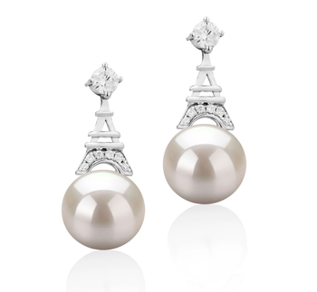 8-9mm AAAA Quality Freshwater Cultured Pearl Earring Pair in Eiffer-Tower White 8-9mm AAAA Quality Freshwater Cultured Pearl Earring Pair in Eiffer-Tower White