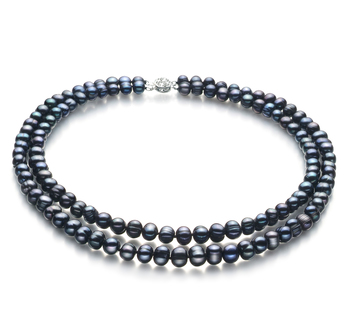 6-7mm A Quality Freshwater Cultured Pearl Necklace in Eliana Black
