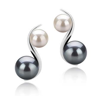 5-8mm AA Quality Freshwater Cultured Pearl Earring Pair in Elida Black 5-8mm AA Quality Freshwater Cultured Pearl Earring Pair in Elida Black