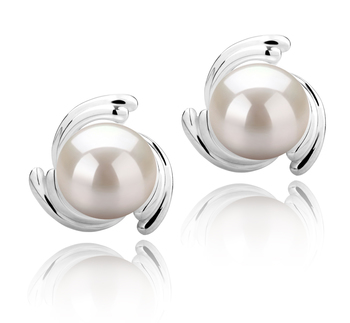 8-9mm AAAA Quality Freshwater Cultured Pearl Earring Pair in Eva White 8-9mm AAAA Quality Freshwater Cultured Pearl Earring Pair in Eva White