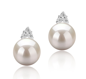 8-9mm AAAA Quality Freshwater Cultured Pearl Earring Pair in Evelyn White 8-9mm AAAA Quality Freshwater Cultured Pearl Earring Pair in Evelyn White