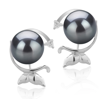 7-8mm AA Quality Japanese Akoya Cultured Pearl Earring Pair in Gilda Black 7-8mm AA Quality Japanese Akoya Cultured Pearl Earring Pair in Gilda Black