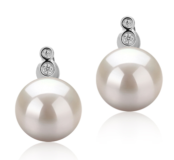 10-11mm AAAA Quality Freshwater Cultured Pearl Earring Pair in Hailey White 10-11mm AAAA Quality Freshwater Cultured Pearl Earring Pair in Hailey White