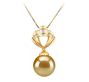 12-13mm AAA Quality South Sea Cultured Pearl Pendant in Helena Gold 12-13mm AAA Quality South Sea Cultured Pearl Pendant in Helena Gold