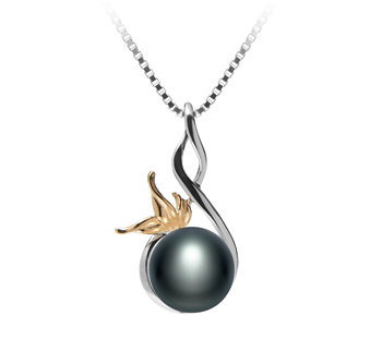 8-9mm AAA Quality Freshwater Cultured Pearl Pendant in Hester Black
