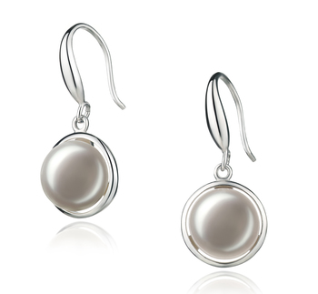 9-10mm AA Quality Freshwater Cultured Pearl Earring Pair in Holly White 9-10mm AA Quality Freshwater Cultured Pearl Earring Pair in Holly White