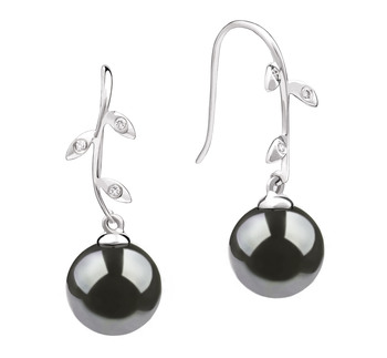 9-10mm AAA Quality Tahitian Cultured Pearl Earring Pair in Honora Black 9-10mm AAA Quality Tahitian Cultured Pearl Earring Pair in Honora Black