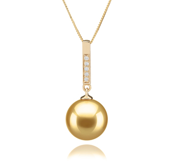 10-11mm AAA Quality South Sea Cultured Pearl Pendant in Janet Gold