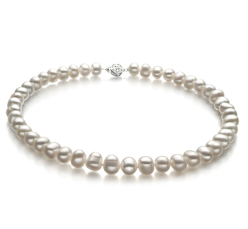 8-9mm A Quality Freshwater Cultured Pearl Necklace in Kaitlyn White
