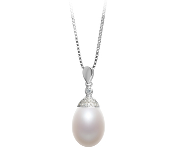 10-11mm AA - Drop Quality Freshwater Cultured Pearl Pendant in Kaylee White