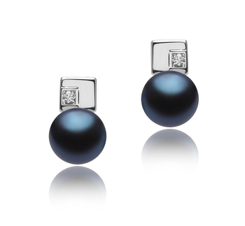 8-9mm AAA Quality Freshwater Cultured Pearl Earring Pair in Lolly Black 8-9mm AAA Quality Freshwater Cultured Pearl Earring Pair in Lolly Black