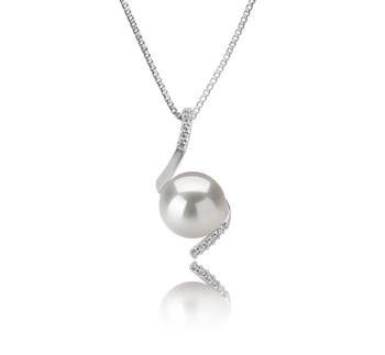 9-10mm AAAA Quality Freshwater Cultured Pearl Pendant in Mathilde White