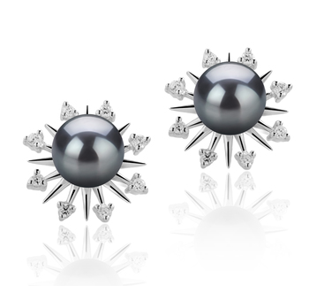 7-8mm AAAA Quality Freshwater Cultured Pearl Earring Pair in Natasha Black 7-8mm AAAA Quality Freshwater Cultured Pearl Earring Pair in Natasha Black