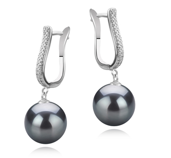 10-11mm AAA Quality Tahitian Cultured Pearl Earring Pair in Ophelia Black 10-11mm AAA Quality Tahitian Cultured Pearl Earring Pair in Ophelia Black