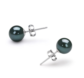 6-7mm AA Quality Japanese Akoya Cultured Pearl Earring Pair in Black 6-7mm AA Quality Japanese Akoya Cultured Pearl Earring Pair in Black