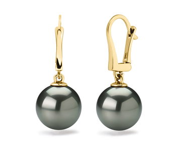 10-11mm AAA Quality Tahitian Cultured Pearl Earring Pair in Elements Black 10-11mm AAA Quality Tahitian Cultured Pearl Earring Pair in Elements Black