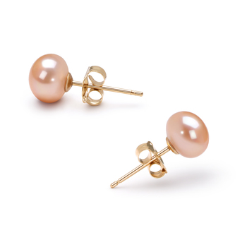 5.5-6mm AAA Quality Freshwater Cultured Pearl Earring Pair in Pink 5.5-6mm AAA Quality Freshwater Cultured Pearl Earring Pair in Pink