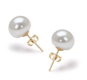 9-10mm AAA Quality Freshwater Cultured Pearl Earring Pair in White 9-10mm AAA Quality Freshwater Cultured Pearl Earring Pair in White