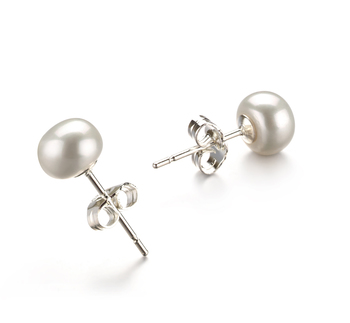 6-7mm AA Quality Freshwater Cultured Pearl Earring Pair in White 6-7mm AA Quality Freshwater Cultured Pearl Earring Pair in White
