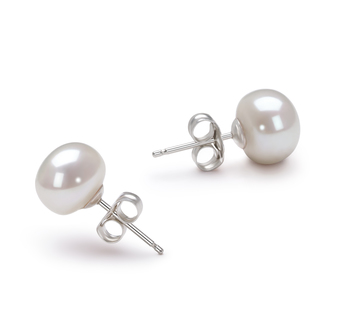 7-8mm AA Quality Freshwater Cultured Pearl Earring Pair in White 7-8mm AA Quality Freshwater Cultured Pearl Earring Pair in White