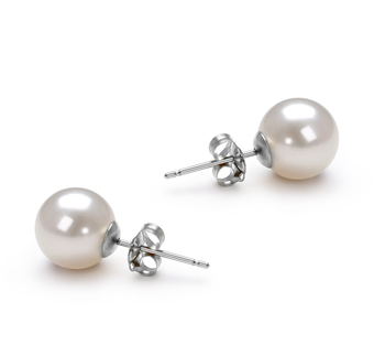 7-8mm AAAA Quality Freshwater Cultured Pearl Earring Pair in White