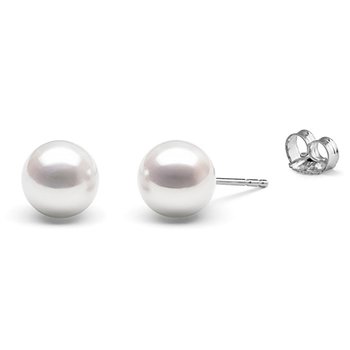 8-8.5mm AAAA Quality Freshwater Cultured Pearl Earring Pair in White