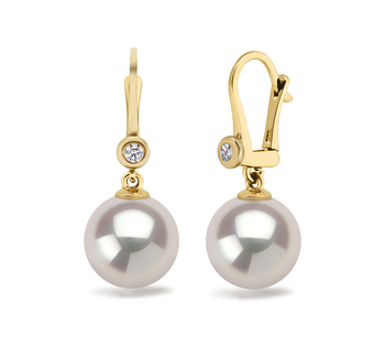 8.5-9mm AAAA Quality Freshwater Cultured Pearl Earring Pair in Illuminate White