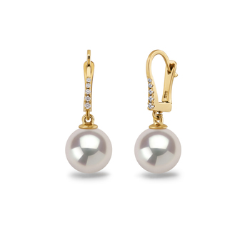 9-10mm AAAA Quality Freshwater Cultured Pearl Earring Pair in Sparkle White 9-10mm AAAA Quality Freshwater Cultured Pearl Earring Pair in Sparkle White