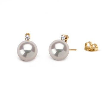 9-10mm AAAA Quality Freshwater Cultured Pearl Earring Pair in Eternity White 9-10mm AAAA Quality Freshwater Cultured Pearl Earring Pair in Eternity White