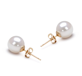 7.5-8mm AAA Quality Japanese Akoya Cultured Pearl Earring Pair in White