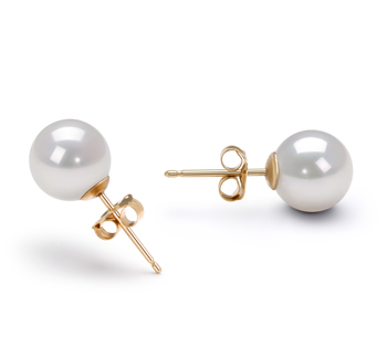 7.5-8mm AA Quality Japanese Akoya Cultured Pearl Earring Pair in White