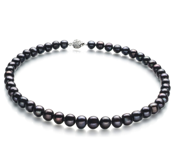 10-11mm AA Quality Freshwater Cultured Pearl Necklace in Black