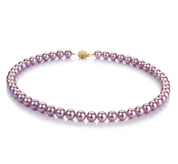 7-8mm AAAA Quality Freshwater Cultured Pearl Necklace in Lavender 7-8mm AAAA Quality Freshwater Cultured Pearl Necklace in Lavender
