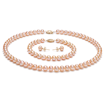 6-7mm AA Quality Freshwater Cultured Pearl Set in Pink 6-7mm AA Quality Freshwater Cultured Pearl Set in Pink