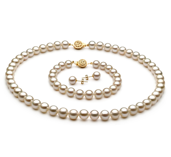 7-8mm AAAA Quality Freshwater Cultured Pearl Set in White 7-8mm AAAA Quality Freshwater Cultured Pearl Set in White