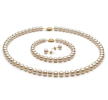 6-7mm AA Quality Freshwater Cultured Pearl Set in White 6-7mm AA Quality Freshwater Cultured Pearl Set in White