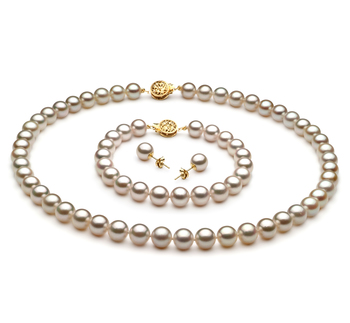 7.5-8mm AA Quality Japanese Akoya Cultured Pearl Set in White 7.5-8mm AA Quality Japanese Akoya Cultured Pearl Set in White