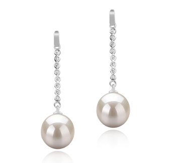 10-11mm AAAA Quality Freshwater Cultured Pearl Earring Pair in Porsha White